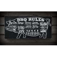 Barbecue BBQ Grill Rules Pig Father's Day Dad Man Cave Wood Sign Decoration Gift   132744709795
